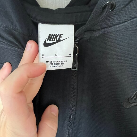 NIKE - Womens Black Zip Up Hoodie Jacket - Cropped With Flared Sleeves - Size M - Picture 3 of 6